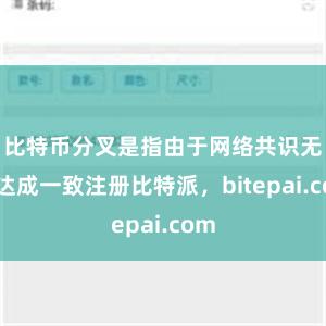 比特币分叉是指由于网络共识无法达成一致注册比特派，bitepai.com